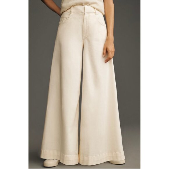 Pilcro Anthropologie High-Rise Wide-Leg Palazzo Pants Size 28 Buttercream - Picture 3 of 7